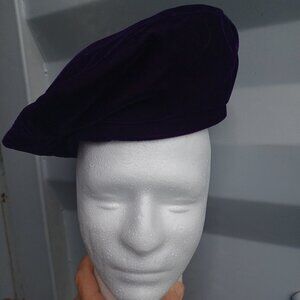 Handmade purple velvet beret one size
